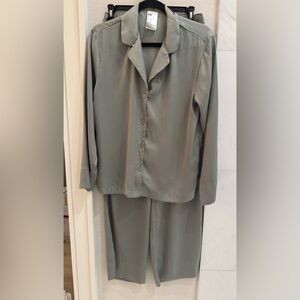 H&M Light Green Satin Pj Set size Small